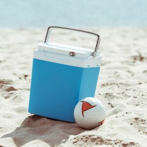 Best 20 Quart Cooler on beach with volleyball